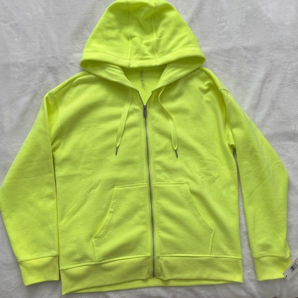 CALVIN KLEIN Performance Long Sleeve Neon Yellow Zip-Front Hoodie--M - Picture 6 of 16